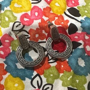 Brighton Silver and Black Hoop Earrings